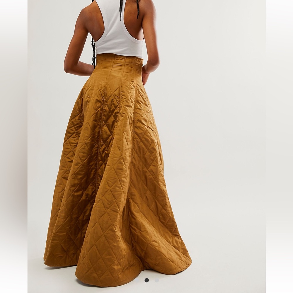 Free People Norma Kamali Quilted Long Grace Skirt